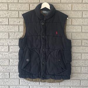 Vintage Polo Ralph Lauren Quilted Vest Black Mens Size Medium
